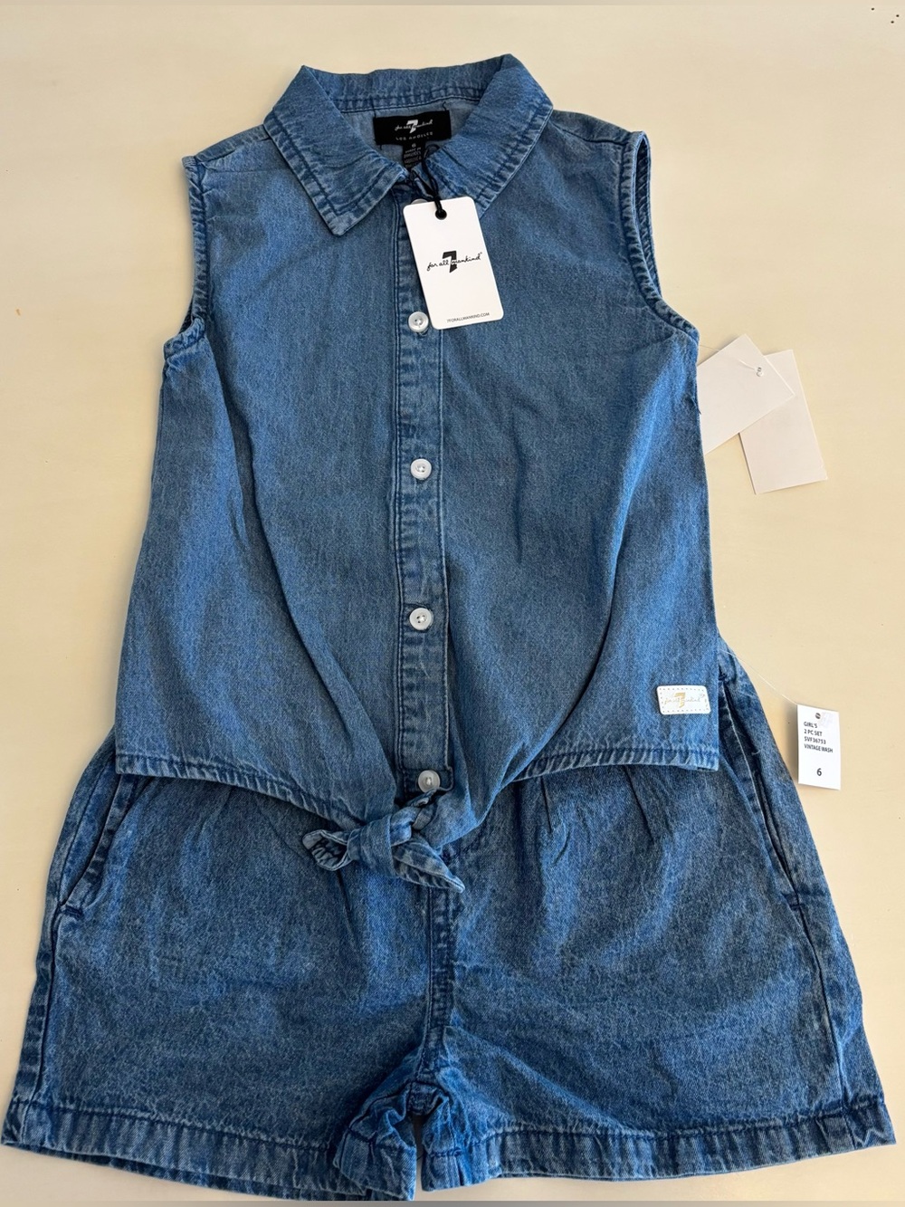 7 For All Mankind Girls 6 2-Piece Denim Set NWT